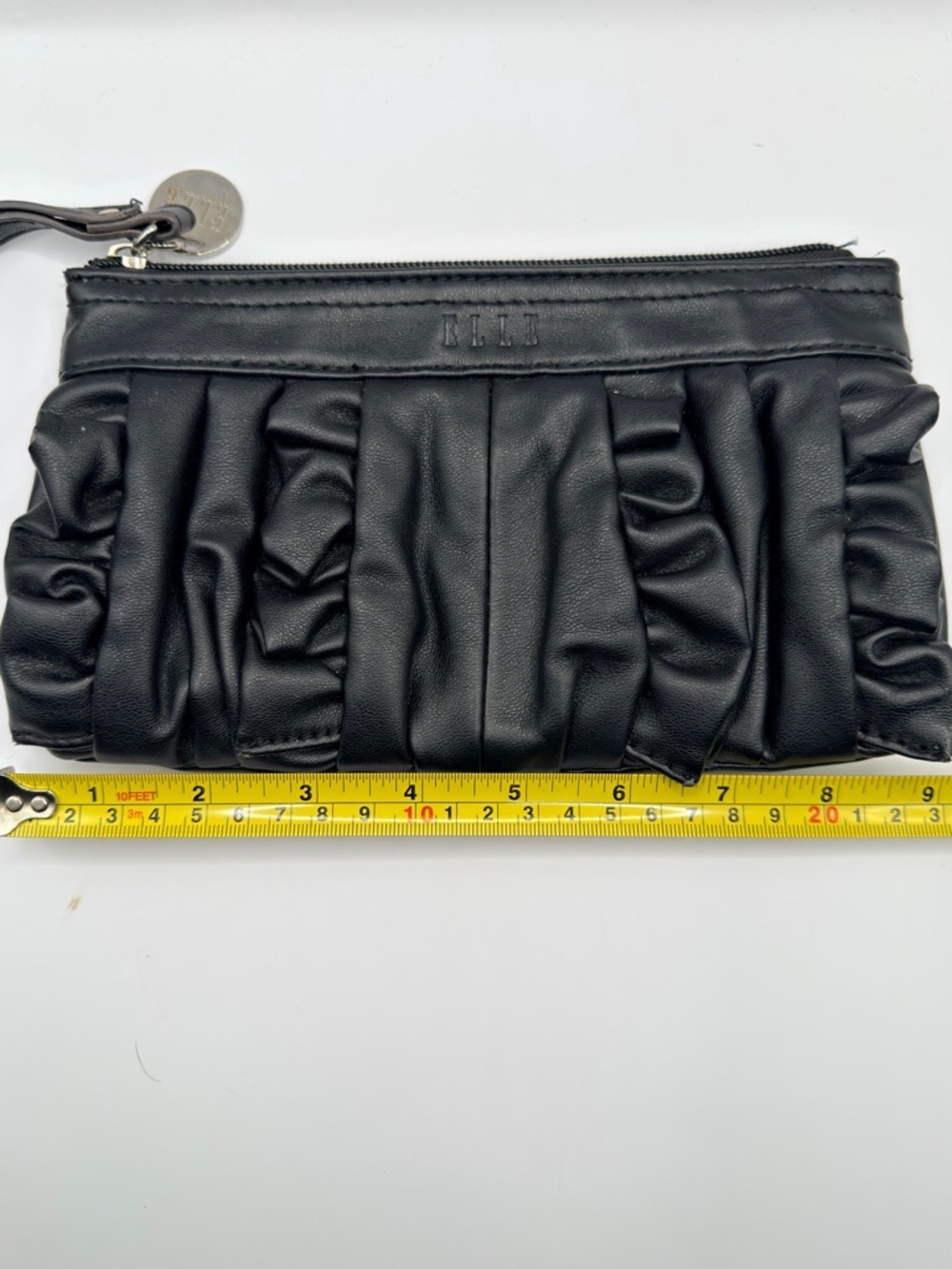 Elle Black Ruffle Zip Wristlet Clutch - Picture 6 of 8
